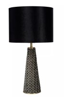 Tischleuchte Modern Stoff Metall Grau Schwarz E27 47 cm