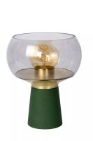 Tischleuchte Rauchglas Metall Grün 28 cm E27 Retro
