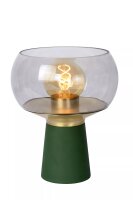 Tischleuchte Rauchglas Metall Grün 28 cm E27 Retro