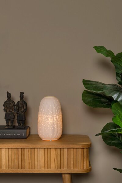 Dekorative Tischlampe Porzellan Weiß E14 24,1 cm klein