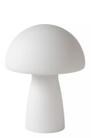 Pilz Tischlampe Glas Wei&szlig; 28 cm klein E27 Retro Design