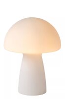 Pilz Tischlampe Glas Weiß 28 cm klein E27 Retro Design