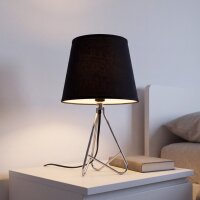 Tischleuchte Stoff Schwarz Chrom E14 H:30 cm blendarm