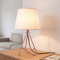 Tischleuchte Stoff Weiß Kupfer E14 H:30 cm blendarm
