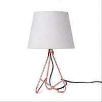 Tischleuchte Stoff Weiß Kupfer E14 H:30 cm blendarm