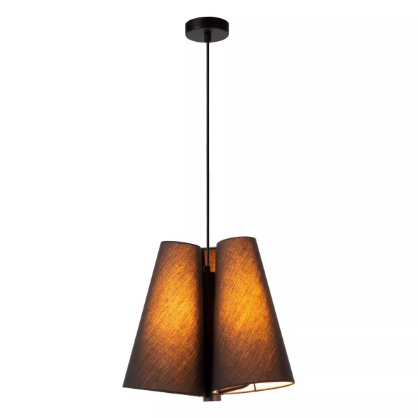 Hängelampe Stoff Schwarz E27 3-flmg Ø34 cm blendarm