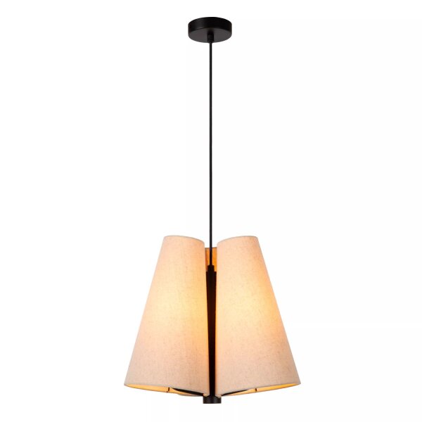 Hängelampe Stoff Beige E27 3-flammig Ø34 cm blendarm