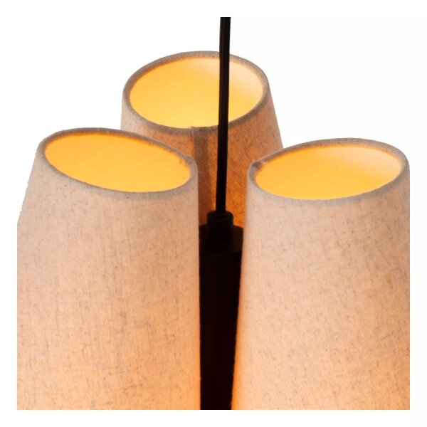 Hängelampe Stoff Beige E27 3-flammig Ø34 cm blendarm