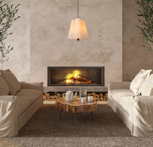 Hängelampe Stoff Beige E27 3-flammig Ø34 cm blendarm