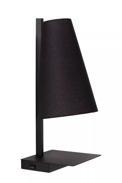 Wandleuchte Stoff Schwarz H:45 cm E27 Kabel Stecker