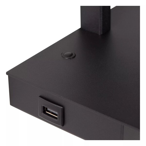 Wandleuchte Stoff Schwarz H:45 cm E27 Kabel Stecker