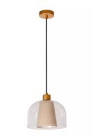 Pendelleuchte Glas Stoff Beige Ø24 cm E27...
