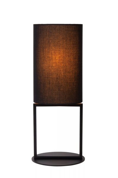 Tischlampe Schwarz Stoffschirm blendarm 50 cm groß E27