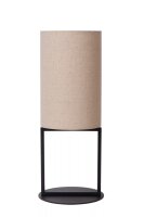 Tischlampe Beige Stoffschirm blendarm 50 cm gro&szlig; E27