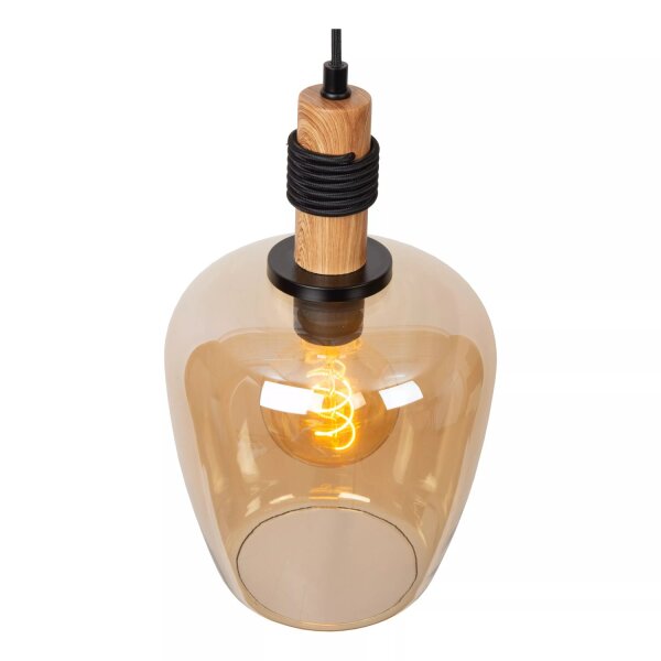 Runde Pendelleuchte Glas Bernstein Ø22 cm E27 Retro