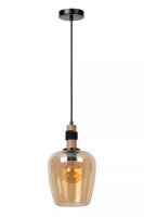 Runde Pendelleuchte Glas Bernstein Ø22 cm E27 Retro