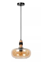 Hängeleuchte Retro Glasschirm Bernstein E27...