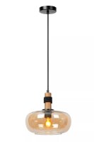 Hängeleuchte Retro Glasschirm Bernstein E27...