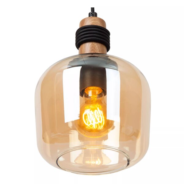 Hängeleuchte Retro Glas Bernstein 70 cm E27 3-flammig