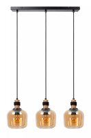 Hängeleuchte Retro Glas Bernstein 70 cm E27 3-flammig