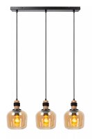 Hängeleuchte Retro Glas Bernstein 70 cm E27 3-flammig