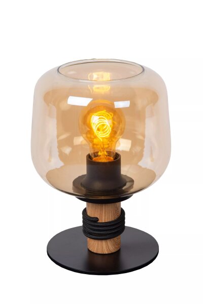 Tischleuchte Retro Glas Bernstein 25 cm E27 stilvoll