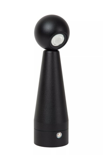 LED Akku Tischlampe Schwarz Schalter Kegel 22 cm 2700 K