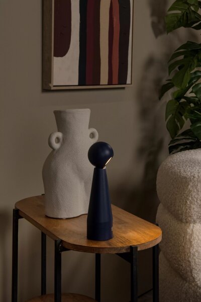 LED Akku Tischlampe Blau Schalter Kegel 22 cm 2700 K
