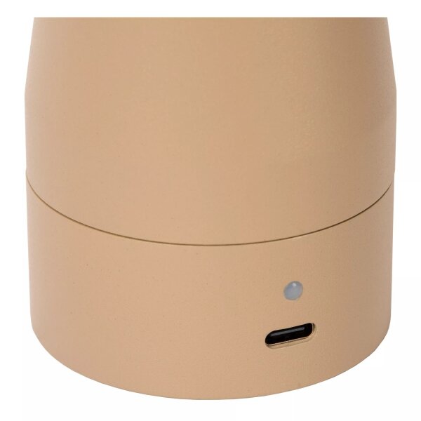 LED Akku Tischlampe Taupe Schalter Kegel 22 cm 2700 K