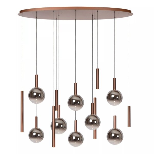 LED Hängelampe Rauchglas in Kupfer L:140 cm 2200-3300 K