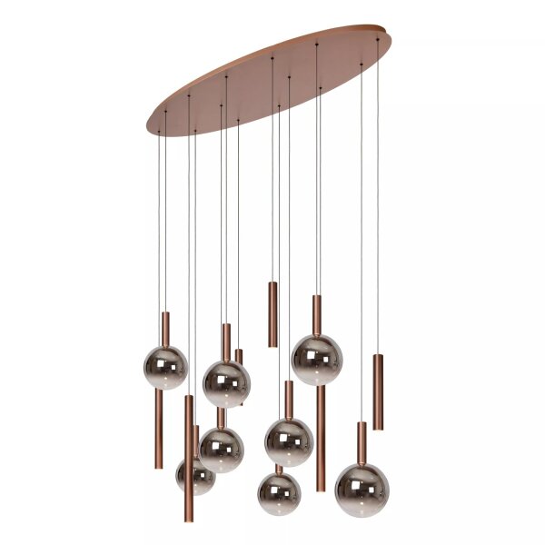 LED Hängelampe Rauchglas in Kupfer L:140 cm 2200-3300 K
