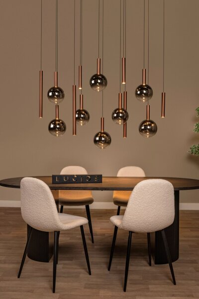 LED Hängelampe Rauchglas in Kupfer L:140 cm 2200-3300 K