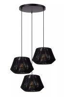 H&auml;ngelampe Stoff Metall 3-flammig Schwarz E27 L:35,5 cm