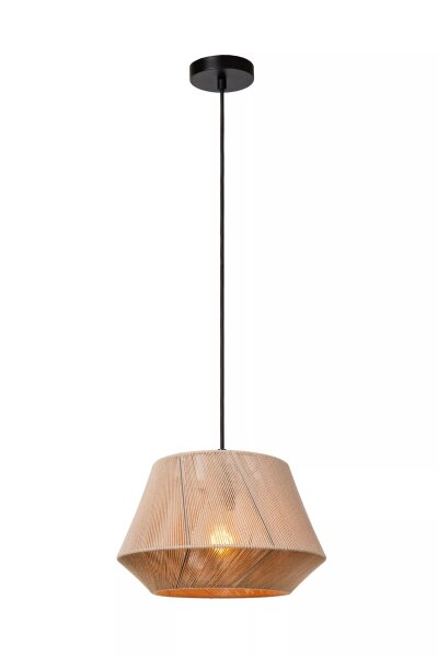 Runde Hängeleuchte Grau Stoff Metall E27 Ø30 cm Modern