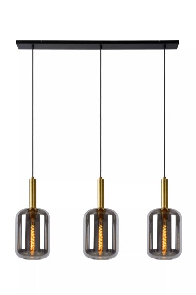 Pendelleuchte Rauchglas Metall 110 cm lang 3-flmg E27