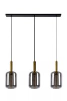 Pendelleuchte Rauchglas Metall 110 cm lang 3-flmg E27