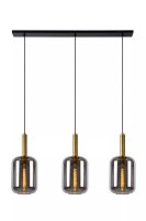 Pendelleuchte Rauchglas Metall 110 cm lang 3-flmg E27