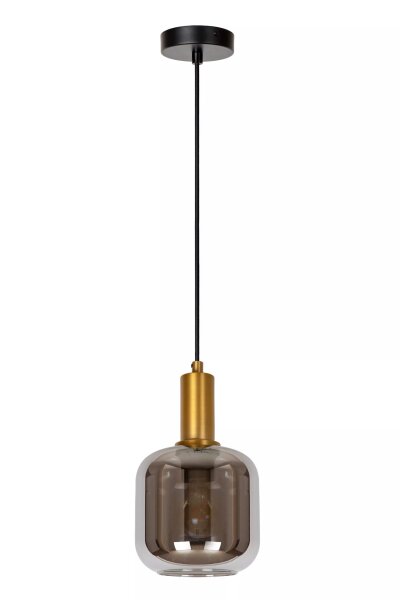 Pendelleuchte Rauchglas Metall Gold Schwarz Ø16 cm E27