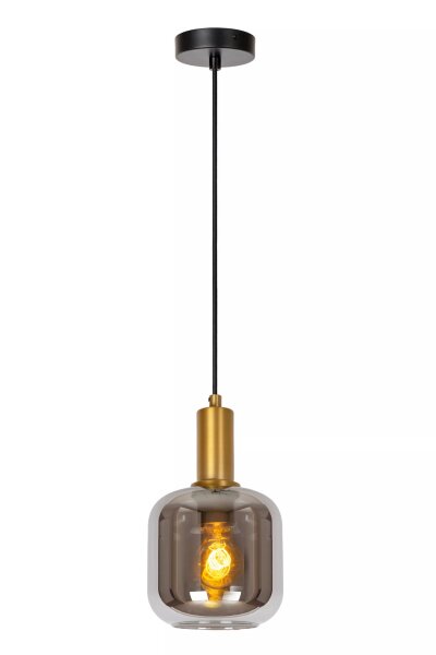 Pendelleuchte Rauchglas Metall Gold Schwarz Ø16 cm E27