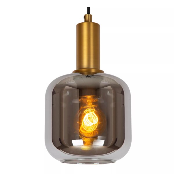 Pendelleuchte Rauchglas Metall Gold Schwarz Ø16 cm E27