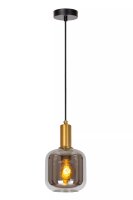 Pendelleuchte Rauchglas Metall Gold Schwarz Ø16 cm...