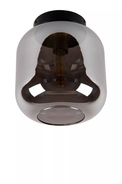 Runde Deckenlampe Rauchglas Metall Schwarz E27 Ø25