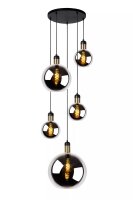 H&auml;ngeleuchte Rauchglas Metall Modern E27 L:65 cm 5-flmg