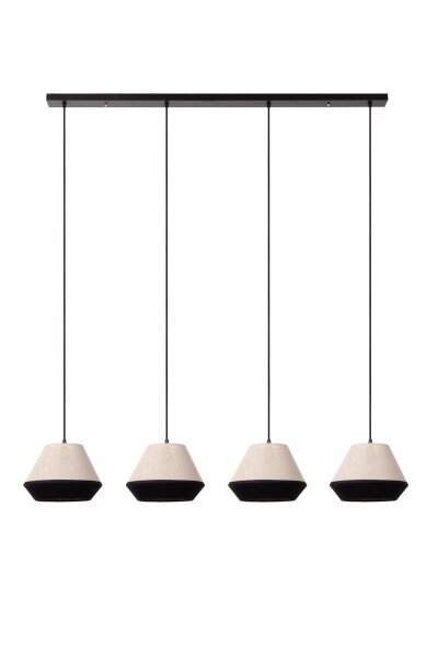 Pendelleuchte Stoff Metall Taupe Schwarz E14 133 cm