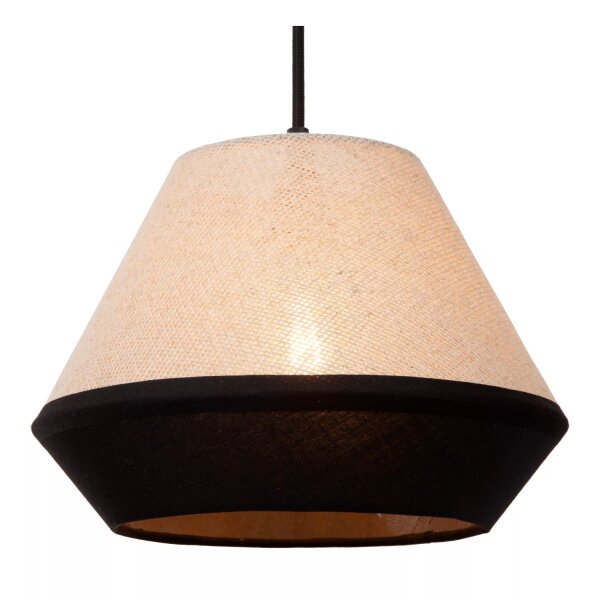 Pendelleuchte Stoff Metall Taupe Schwarz E14 133 cm
