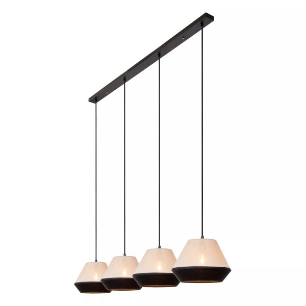 Pendelleuchte Stoff Metall Taupe Schwarz E14 133 cm