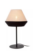 Runde Tischleuchte Stoffschirm Taupe Schwarz E14 41 cm
