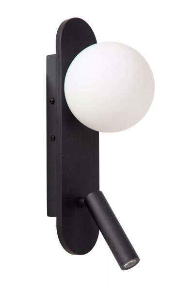LED Wandleuchte Holz Glas Schwarz flexibel G9 H:32 cm