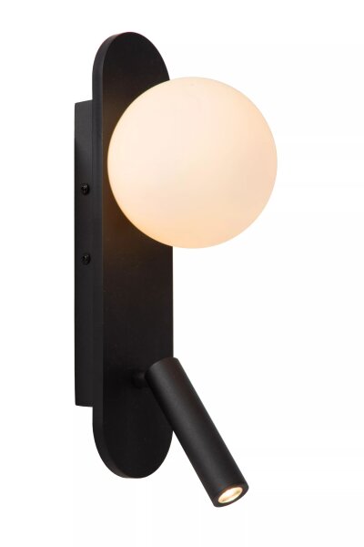 LED Wandleuchte Holz Glas Schwarz flexibel G9 H:32 cm