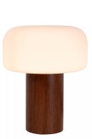 Natürliche Tischlampe Holz Glas Natur Weiß E14...